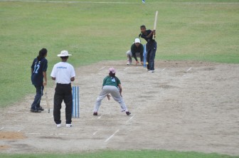 Capoey Rising Stars batter Romey Persaud is about to be caught by successful bowler Tanisha Isahack who ended with 4-4.