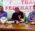 National Jamaal Shabazz addresses the media in the presence of acting GFF President Franklin Wilson and GFF Director of Marketing Faizal Khan.