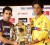Gautam Gambhir and MS Dhoni pose with the IPL trophy. The final is being played today between the Kolkata Knight Riders and the Chennai Super Kings