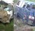  In this composite photo are the two minibuses that were involved in the accident. At left is, BLL 9312, that was transporting passengers to Kuru-Kururu and at right is BNN 4262 still in the ditch.