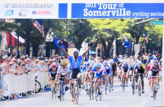 Bragging rights at stake – Joelyn Joseph is now in “I’ll take another” mode for the Father’s Day Harlem Skyscraper Cycling Classic in New York City, following his victory, as seen in this photo, at the  69th Annual Tour of Somerville in Somerset County, New Jersey, on Memorial Day.  