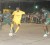  Action during last night’s Back Circle Stallions’ (Team Guyana) 2-nil victory over St Vincent in their third match of the three-night inaugural Guinness Caribbean Street Football Challenge  at the National Park tarmac.(Orlando Charles photo)