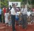 Bishwa Panday, left, presents the sponsorship cheque to GTA president Ramesh Seebarran for the purchase of balls, water and prizes, among other materials for the annual summer programme which bounced off on Monday. 