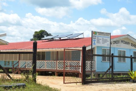 The Long Creek Primary School uses solar energy. The three panels are visible in
this photo.
