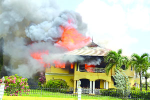 The house ablaze