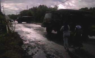 The Kara Kara bridge today with an army vehicle on either side