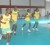 Some members of the Golden Jaguars team doing the beep test yesterday at the National Gymnasium. (Orlando Charles photo)