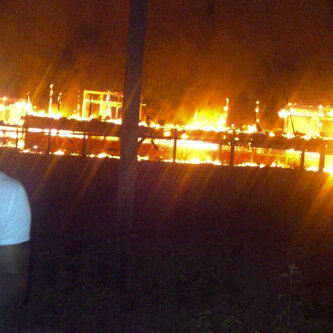 The One Mile Primary School ablaze this morning