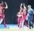 West Indies skipper Darren Sammy, left and bowler Ravi Rampaul celebrate the fall of an Ireland batsman’s wicket. (photo courtesy West Indies media)