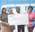 From left are: HFHG Resource Development Assistant Eileena Persaud, HFHG Finance Officer Jennifer Welch , HFHG Resource Development Co-ordinator Sinikka Henry, HFHG Admin Assistant Clifton Ridley, and GT&T PROs Allison Parker and Nadia DeAbreu during the handing over of the cheque.
