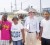 UK ballistics expert Dr Mark Robinson (second right) with some of the victims of the July 18 Linden shooting during which three persons were shot dead. Dr Robinson visited the mining town yesterday and met some of the victims.
