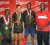 The Bishops’ High School team which was adjudged the most outstanding team of the third annual Digicel schools table tennis team tournament pose with Digicel’s Marketing Executive Gavin Hope. From left, Reon Miller, star player Chelsea Edghill and Jamaal Duff. Missing is Denzel Duff who was a member of the victorious U-18 team. (Aubrey Crawford photo)