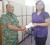 Lt. Col Terrence Stuart received the cheque from Rita Beharry, Marketing assistant at Sterling Products Ltd.