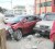 The Toyota Allion and Suzuki Jeep rest in the Camp Street avenue, where they were carried by the impact by the accident