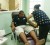 One member of the University of Guyana rugby team prepares to donate blood yesterday.