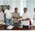 Executive Director of the EPA, Dr. Indarjit Ramdass (second from the right), hands over the construction contract to Mohamed Yusuf, Yusuf General Contracting. Also present from left are  Ben ter Welle, Team Leader, GFA Consulting Group,   Deoraj Dalchand, Managing Director,  IECS, and Juliana Persaud, SEO (ag.), Protected Areas Unit, EPA.
