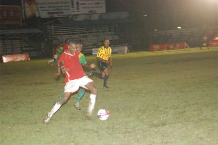 Action in the Riddim Squad/Guyana Defence Force semi-final.