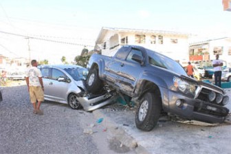 The two vehicles after the collision