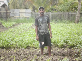 Rakesh in his callalu farm