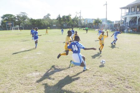 Action between Uitvlugt and BV Primary Schools on Saturday in the Chico U13 football competition at the GFC ground.
