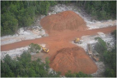 An aerial view of the Amaila Falls road works. (GINA photo)