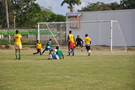 Action between Tucville Secondary in green and St. John Secondary