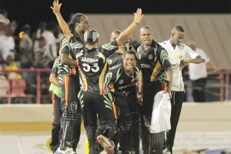 SECOND BEST! Guyana’s T20 team ended in the runners-up position of the just concluded Caribbean T20 cricket competition. (Photo courtesy of WICB Media and Brooks/La Touche photography).