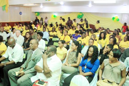 A section  of large audience at the Guyana Women Miners Organisation’s first anniversary celebration  at the Sea Breeze Hotel yesterday  (Photo by Arian Browne) 
