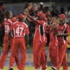 Trinidad and Tobago celebrate another wicket during their 80-run victory over Guyana.