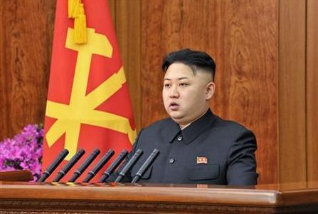 
North Korean leader Kim Jong-un delivers a New Year address in Pyongyang in this picture released by the North’s official KCNA news agency on January 1, 2013.Reuters/KCNA
