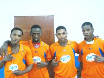 Fruta Conquerors scorers from left to right; Edward Austin, Nathan Walters, Dwayne Lawrence and Eon Alleyne.