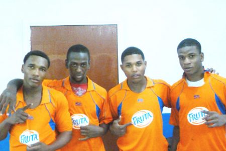 Fruta Conquerors scorers from left to right; Edward Austin, Nathan Walters, Dwayne Lawrence and Eon Alleyne.