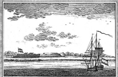 The Dutch military post of St Andries at the mouth of the Canje Creek, 1760 