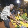 Prime Minister-elect Freundel Stuart is congratulated by well-wishers. (Barbados Advocate photo)