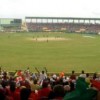 Fans enjoying cricket at the National stadium in Grenada