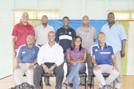 Seated l-r Troy Peters, Alfred King, Natasha Lewis and Dion Inniss. Standing l-r Stanley Lancaster, Carlos Bernard, Sherwin Moore, Dwayne Lovell and Ingram Johnson.  (See story on page 26)