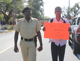 Mark Benschop protesting against police brutality