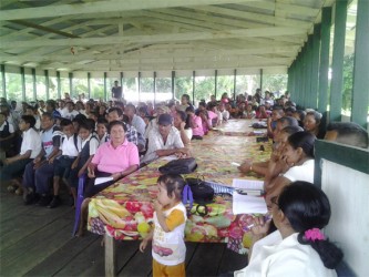Villagers at the meeting at Kako on Tuesday. 