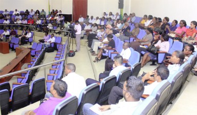 Stakeholders, including UG Academic and Administrative staff, listen attentively to Trevor Hamilton’s proposals. 