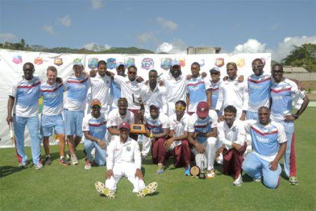 The victorious West Indies team after completing a 2-0 series sweep of Zimbabwe yesterday. (WICB Media)
