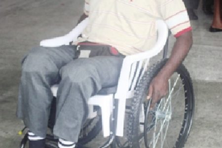 Royston Smith in his modified wheelchair