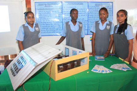 Students of Diamond Secondary pose with their ‘Solar powered E-library’ project
