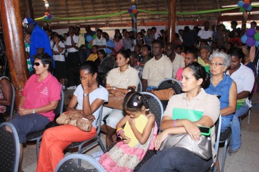 Part of the audience at the Sagicor Visionaires Challenge Guyana finals at the Umana Yana on Saturday. 