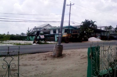 The now slanted lantern post into which the driver of PFF 204 crashed, resulting in the death of two young men  