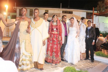 Models showcasing cultural wedding attire at the Wedding Expo at Duke Lodge last evening (Arian Browne photo) 