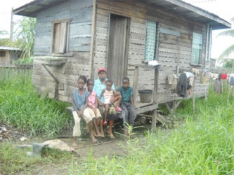 Flashback: Jacqueline Cato and her children in front of the shack they then called home in 2010 shortly after her husband died. 