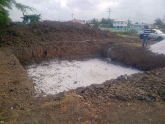 The foundation for the signal tower to be built at Lusignan has already been dug