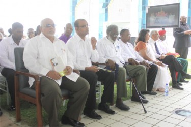 From left are President Donald Ramotar, former President Bharrat Jagdeo, Dr Roger Luncheon, Robert Corbin and Chandra Gajraj