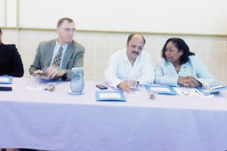 From left Sonya LeMaitre, Human Resources Consultant & Trainer of the National Centre for persons with Disabilities (NCPD) in Trinidad and Tobago; Adrianus Vlugman, PAHO/WHO Representative; Dr. Bheri Ramsaran, Minister of Health and Dr. Beverly Beckles, CEO of the NCPD. 