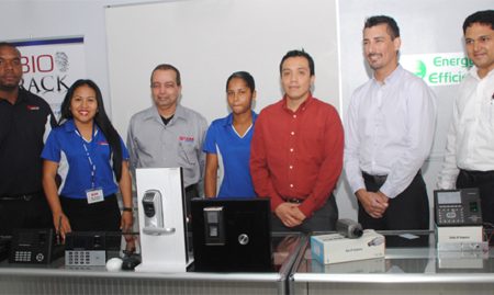 Starr Computers staff and Bio Track Officials with a range of new bio metric security equipments